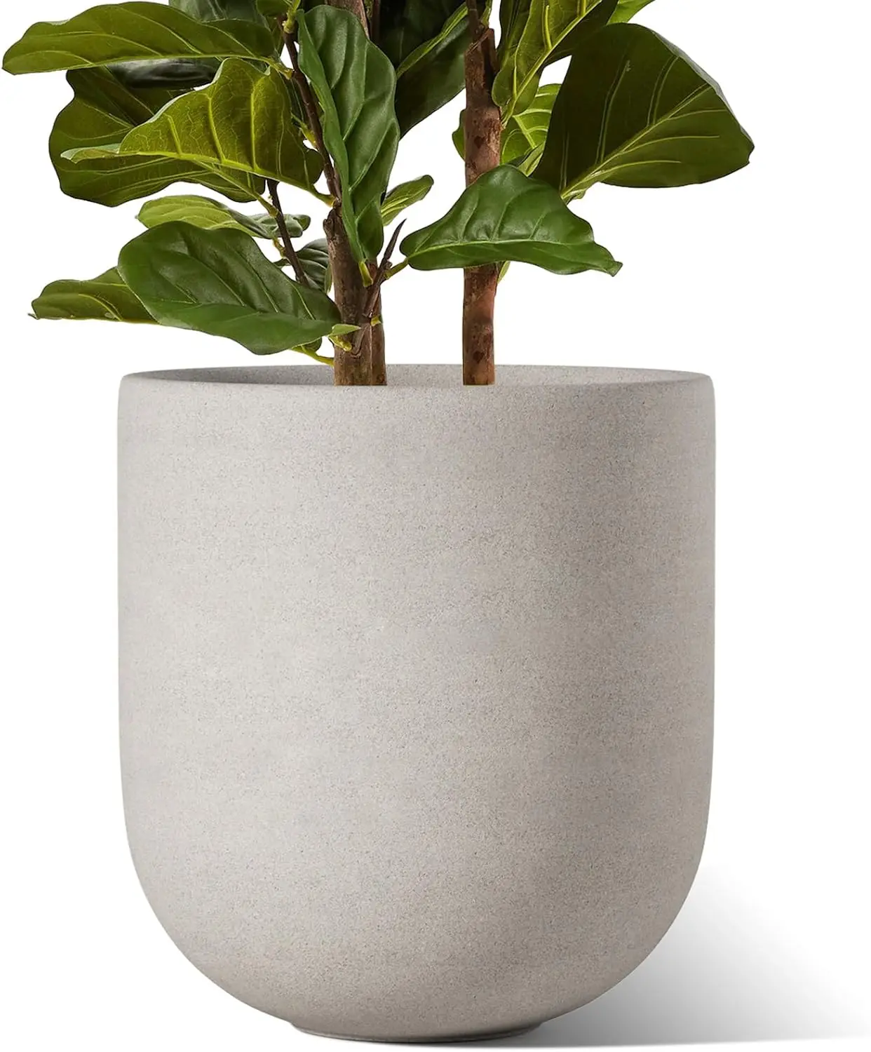 12 Inch Pots for Plants, Ceramic Large Planters for Indoor Plants, Indoor Plant Pots for Home Garden Patio Office, Planter Pots with Drainage Hole and Rubber Plug, Neutral Gray