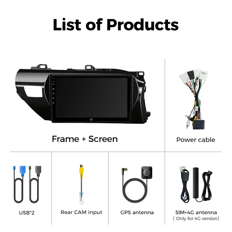 Ainavi Car Radio For Toyota Hilux RHD 2015 2016 2017 2018 2020 2021 2023 Wireless Carplay Android Auto Multimedia Player Stereo