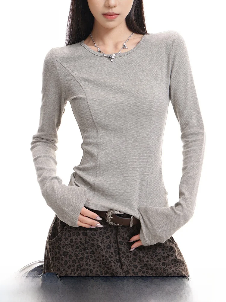 

Новая женская футболка Long Sve: мягкая, облегающая, базовая, для повседневной носки, весенняя, модная, для девушек