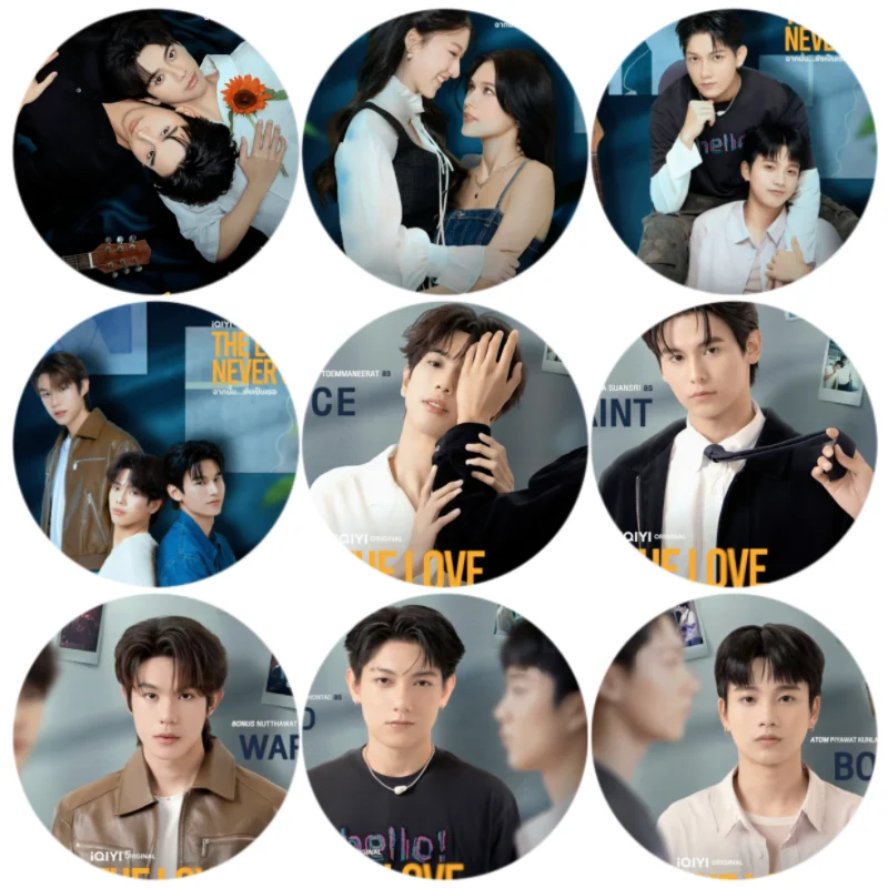 9PC/SET Jatae Ja Phachara Tae Weerapat HD Poster Thai TV The Love Never Sets Drama Stills Badge Bang Brooch Bag Decor Pins