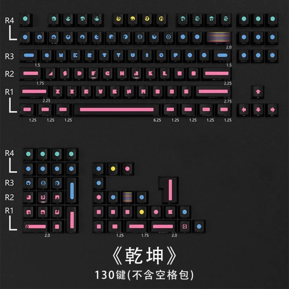 

PIIFOX PBT OEM Profile Thermal Sublimation Keycaps Qiankun Theme Transparent Hand-painted Translucent Side Engraving Custom Part