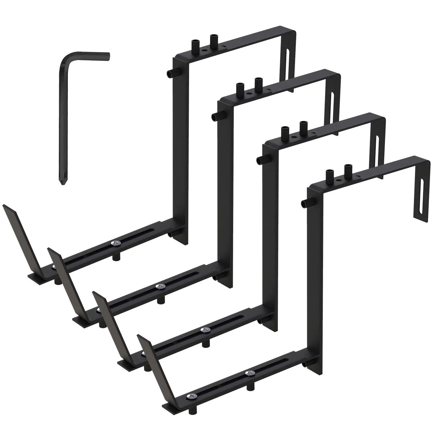 

For For 4Pcs Adjustable Planter Box Brackets Flower Box Holders Window Boxes Planters Hooks No Drill Railing Planter Mounts for