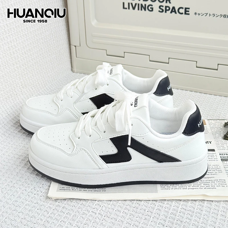 

HuanQiu Women's Sneakers Shoe Flat Fashion Skateboard Shoes Women Breathable Comfortable Spring and Autumn Casual Sports Shoes