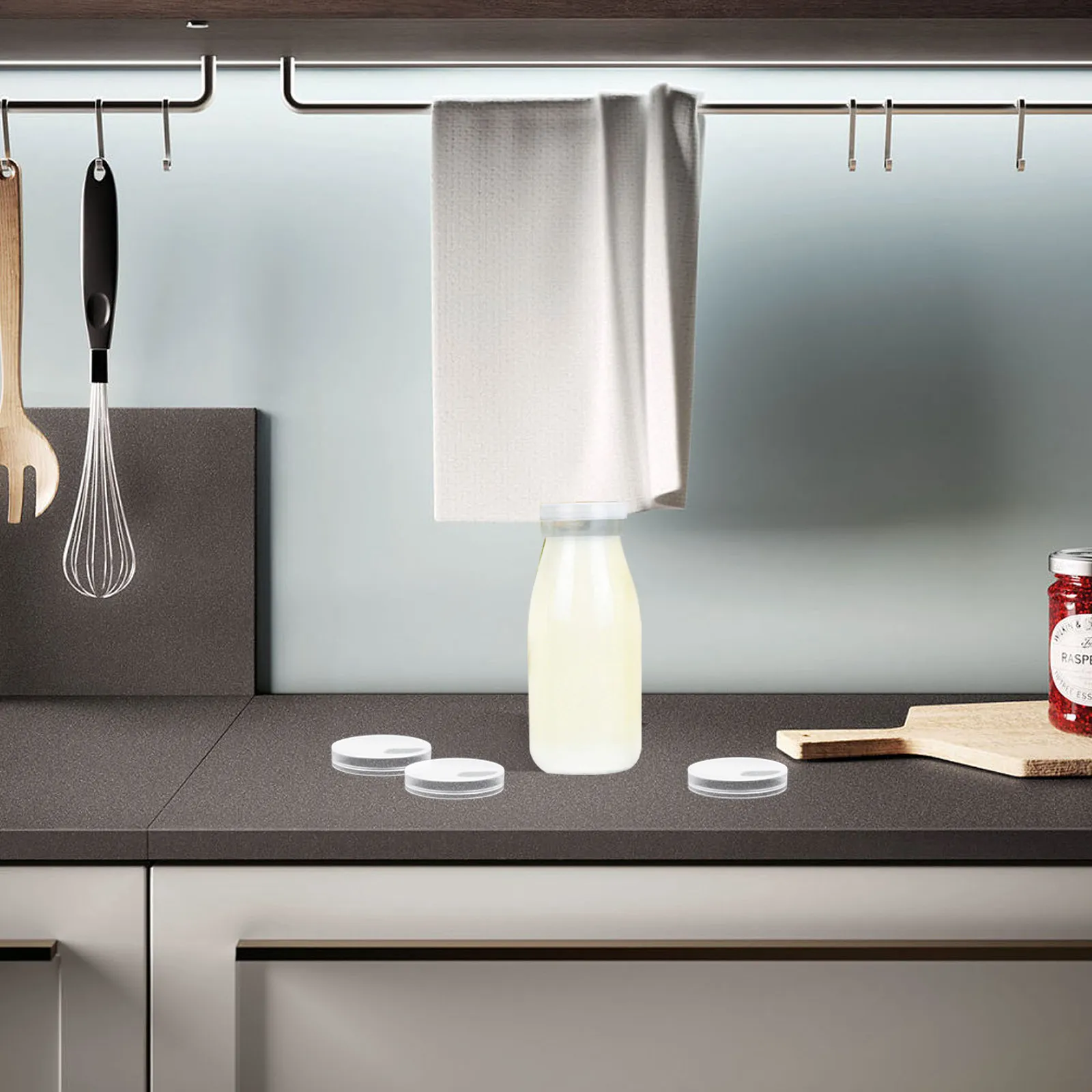 

100Pcs Yogurt Bottle Caps Heavy Duty Plastic Replacement Caps Ultra Leak-Proof for Milk Bottles Glass Bottles Universal Fit