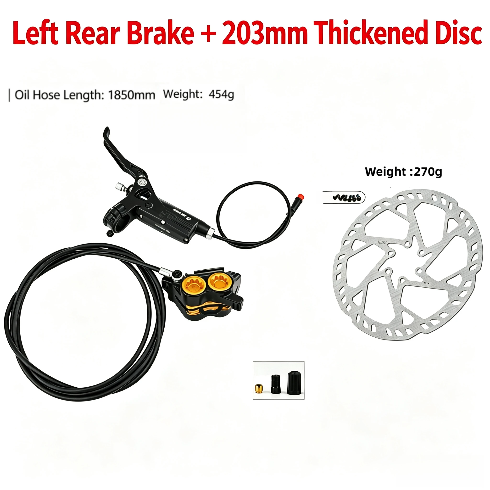 ZOOM HB-950E 4 Piston Hydraulic Disc Brake With Power Cut-off Sensor Golden Cooling Fins Front 1000mm Rear 1850mm for E-Bike image 3