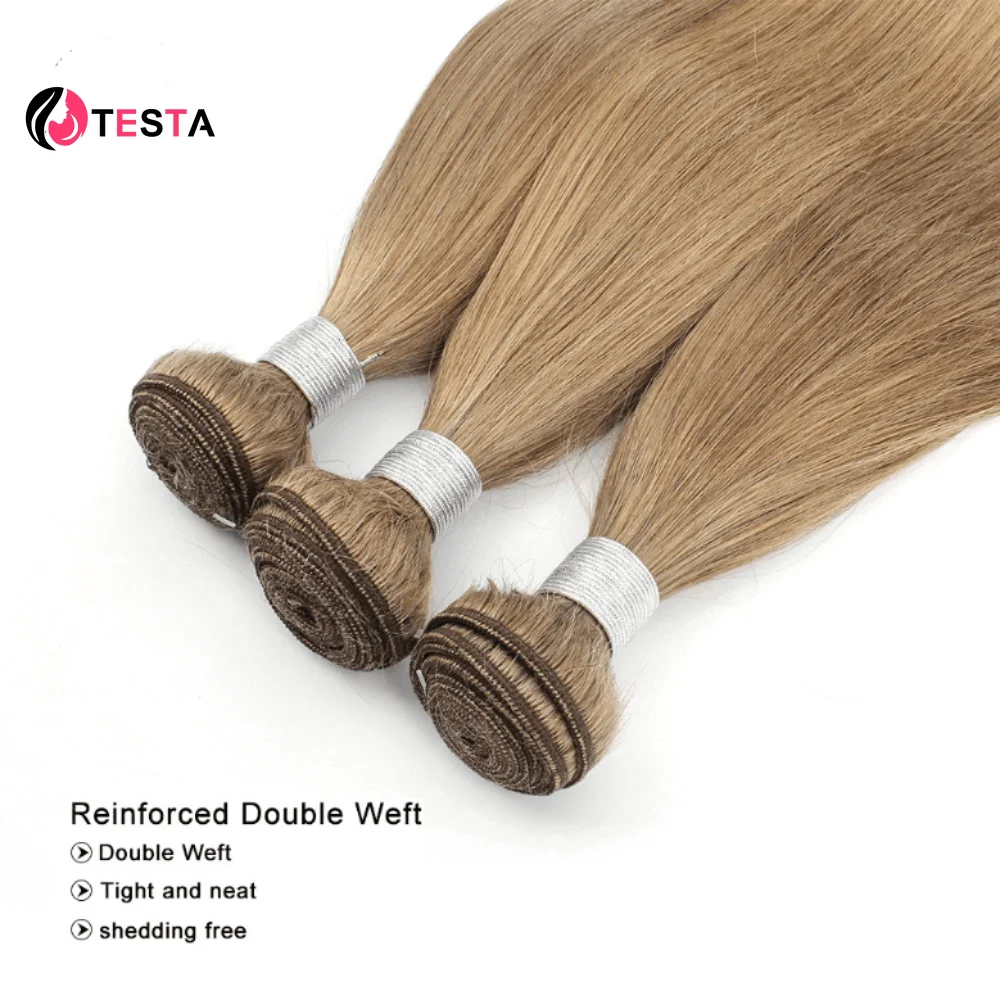 Straight Bundles Human Hair 613 Honey Blonde #8 Ash Blonde Color Human Hair Weaving 100% Remy Human Natural Hair Extensions image 3