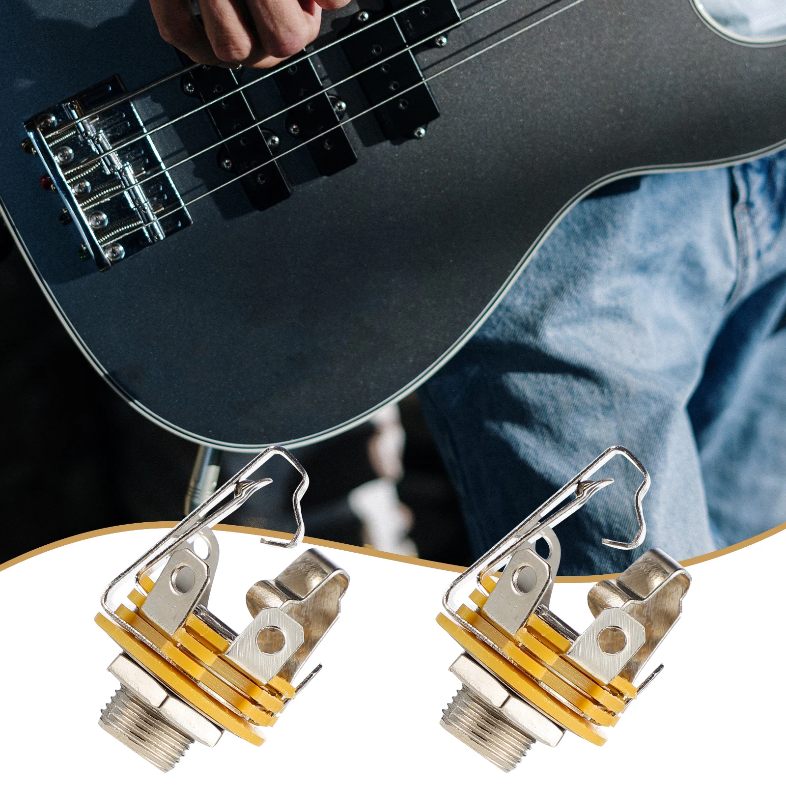 

6 Pcs Electric Guitar Jack Plate Three-dimensional Bass Stereo Orange Input Socket Output for Plug