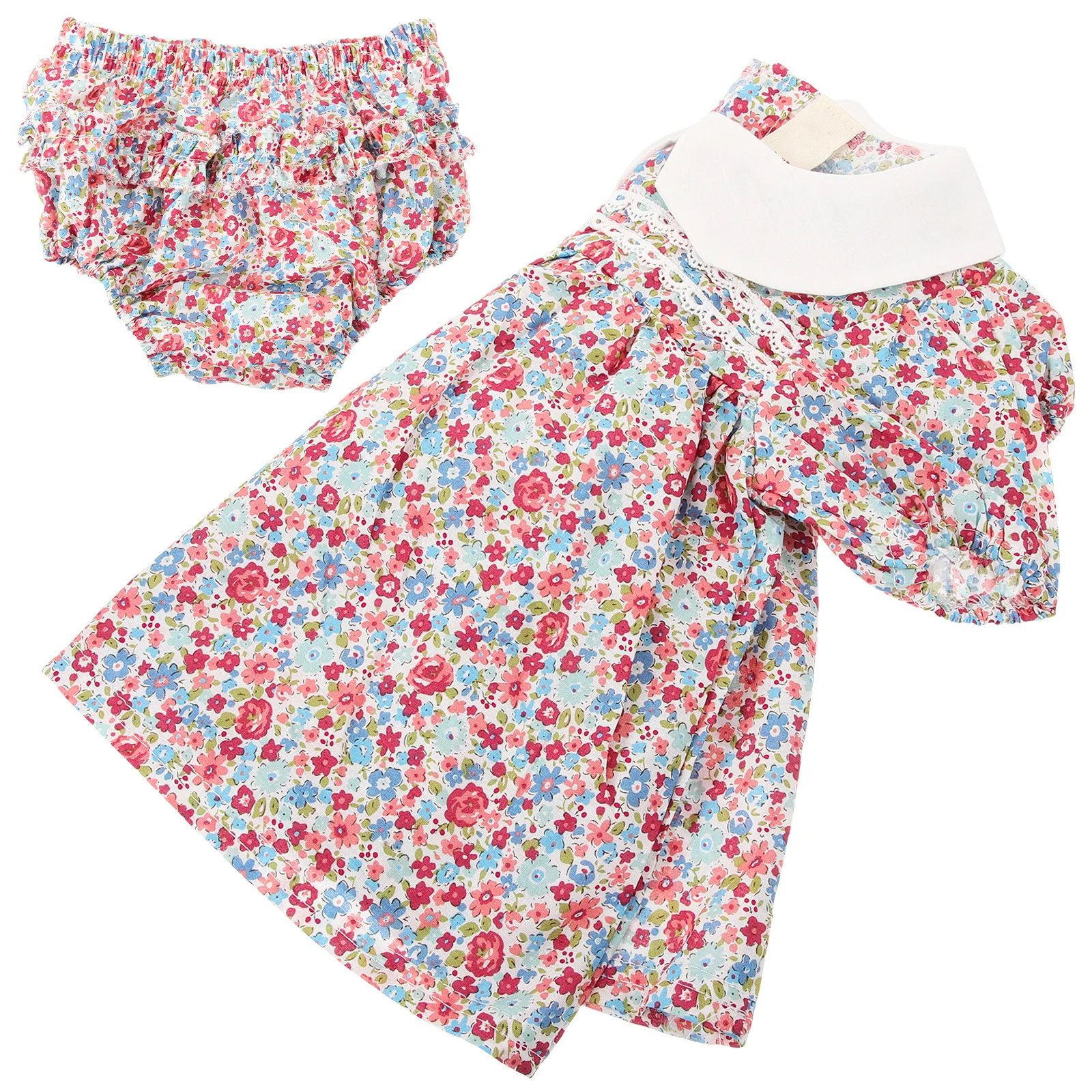 

Baby Girls Short Sleeve Romper Lovely Flower Print Breathable Cotton Summer Clothes Birthday Photo Party Baby Girls Jumpsuits