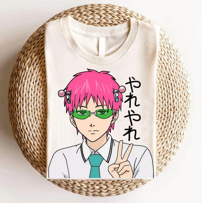 Saiki K Print T-shirt Oversized Unisex Streetwear Trendy Cotton Fashion Street Casual Fashion Street Casual Tee high quality top