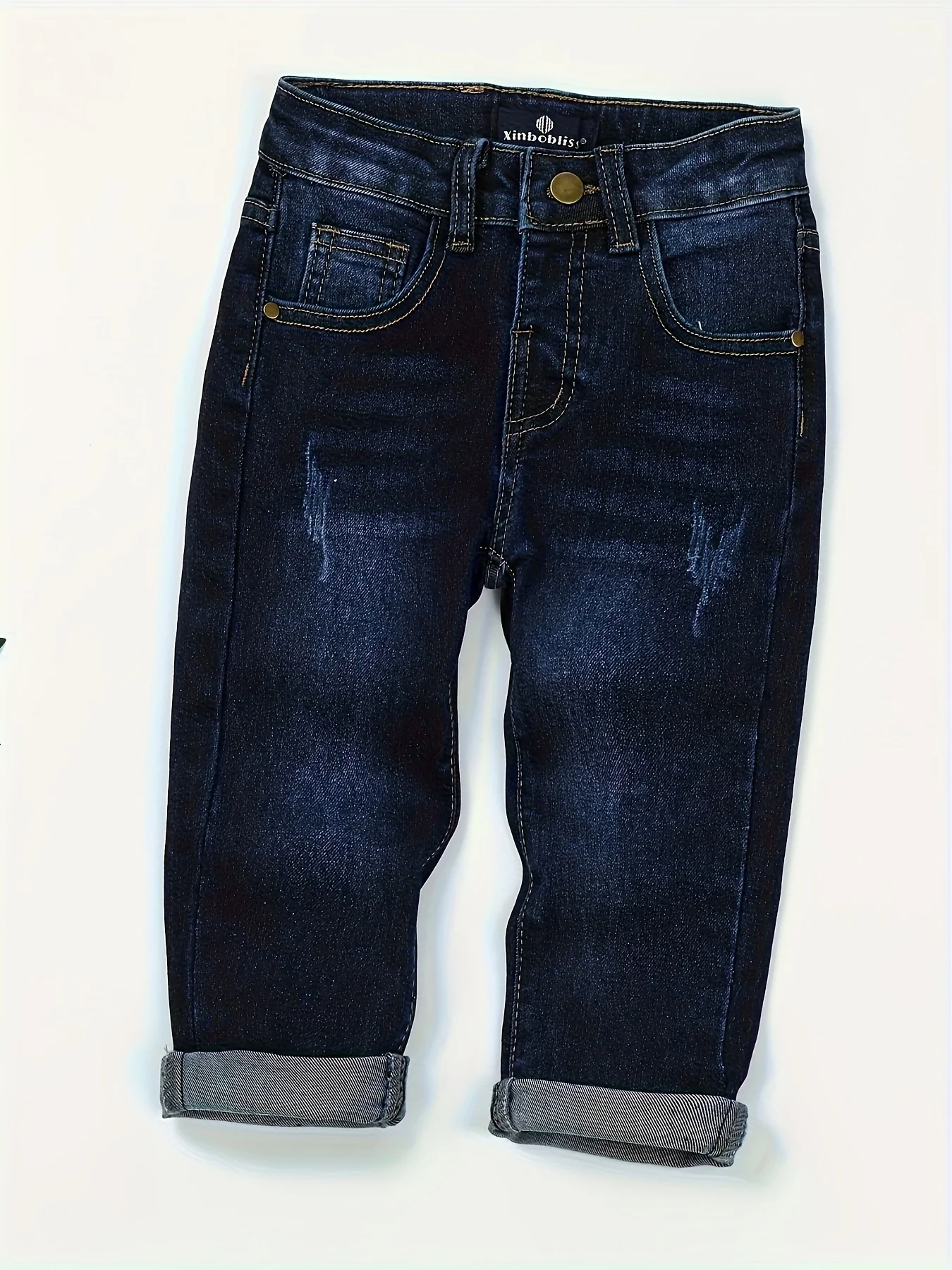 2pcs Boys' Versatile Slim Fit Jeans Fashion Classic Denim Pants Casual Kid Clothing for Spring & Fall
