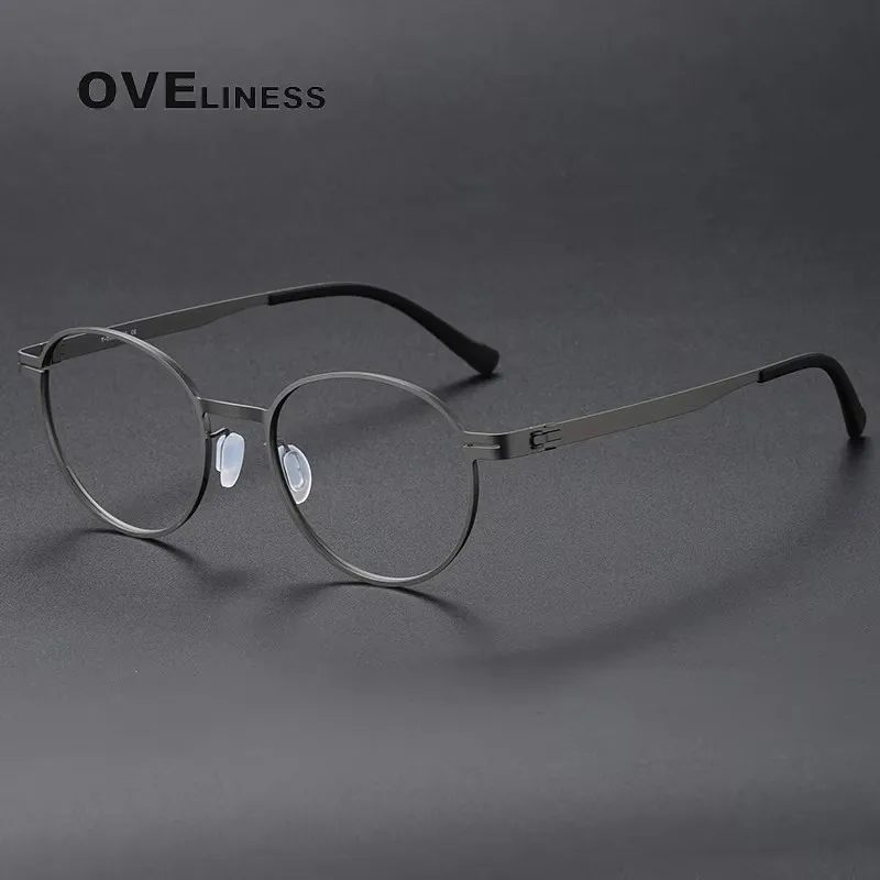 

Винтажная роскошная брендовая оправа для очков из чистого титана, женская и мужская круглая оправа для очков, ретро-очки, безвинтовые очки