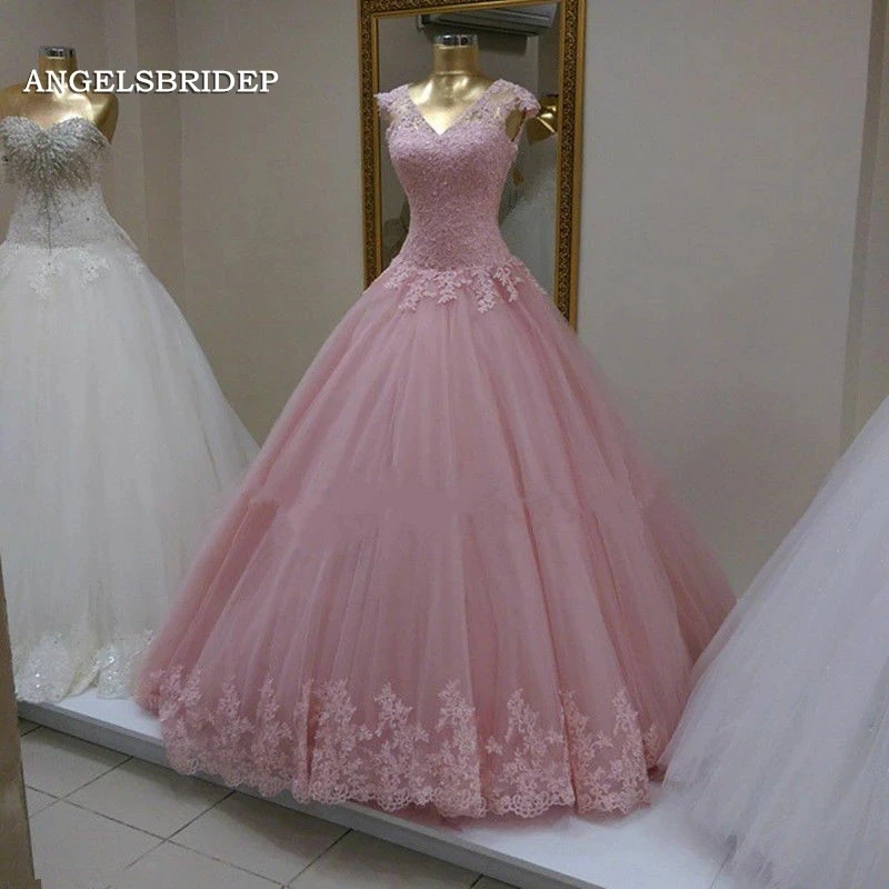 

ANGELSBRIDEP бальное платье с V-образным вырезом, платья для Quinceanera для 15 вечерние Ринок, официальное платье с аппликацией и бисером, фатиновое маскарадное платье принцессы на день рождения