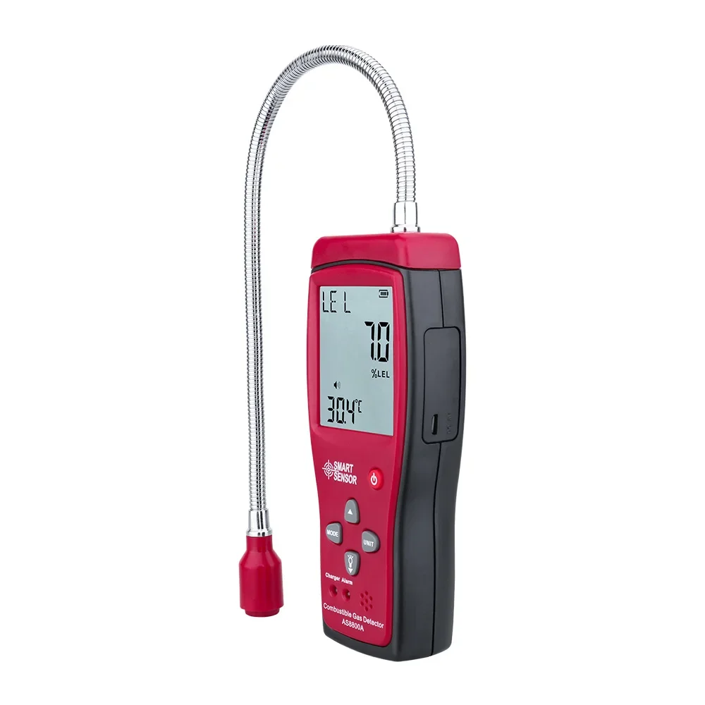 Gas Analyzer Automotive Combustible Gas Detector Gas Leakage Location Determine leak Tester + LCD Sound & Light Alarm Li-battery