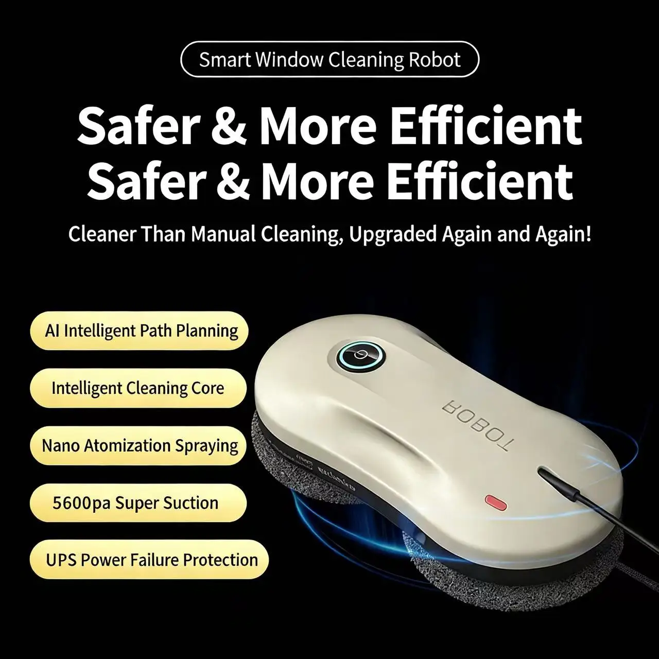 72W High-Power Intelligent Dual-Jet Multifunctional Window Cleaning Robot, An Electric Glass Cleaning Wonder