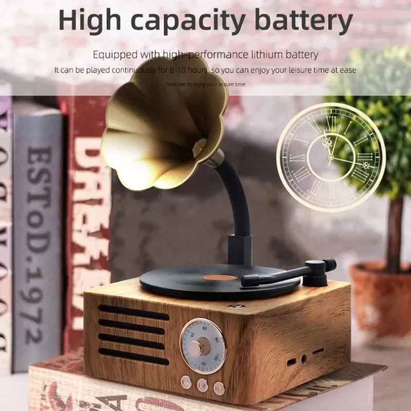 Vintage Portable Sound Box Retro Caixa De Som Bluetooth Speaker Classical Wireless Music Box Record Player Mini FM Radio Speaker