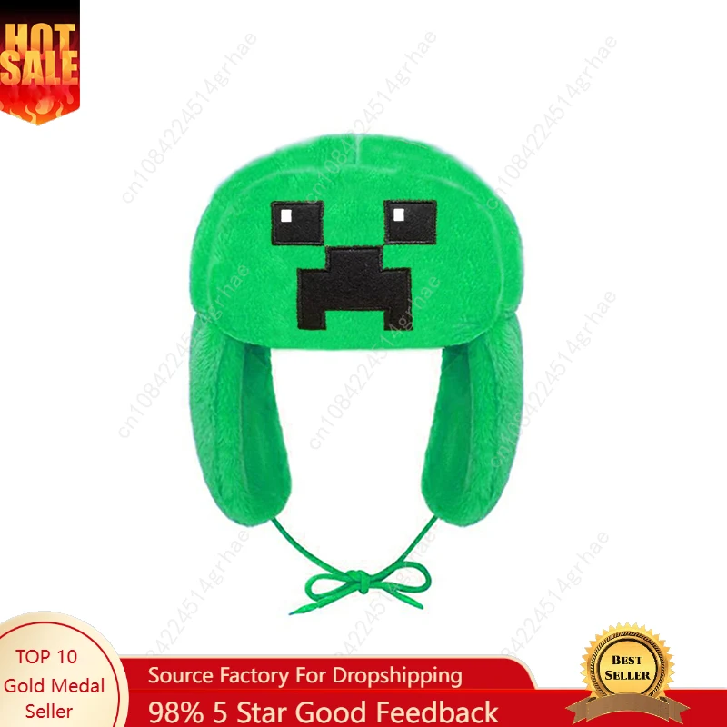 

Game Figure My worlds Animal Plush Doll Toy Pig Warm Ushanka Hat Cute Winter Hat for Boys Girls Kids Cartoon Anime Cap Gorras