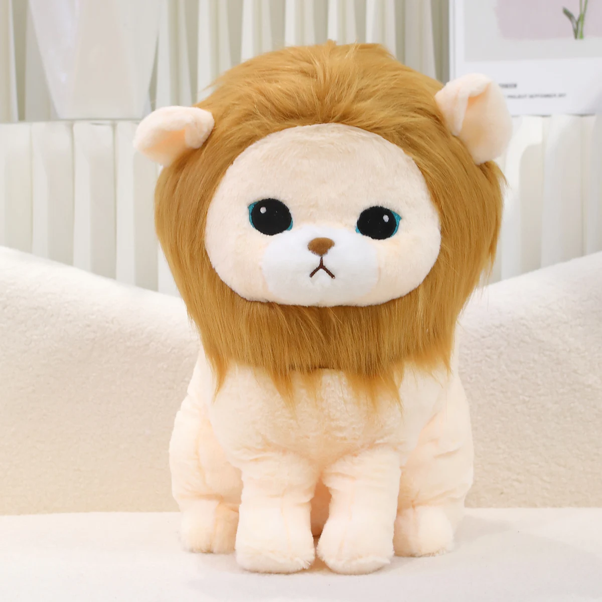 Urocza, miękka maskotka lew, kreatywna zabawka siedząca w leśnym stylu Króla Lwów, poduszka, dekoracja domu, prezent na urodziny.