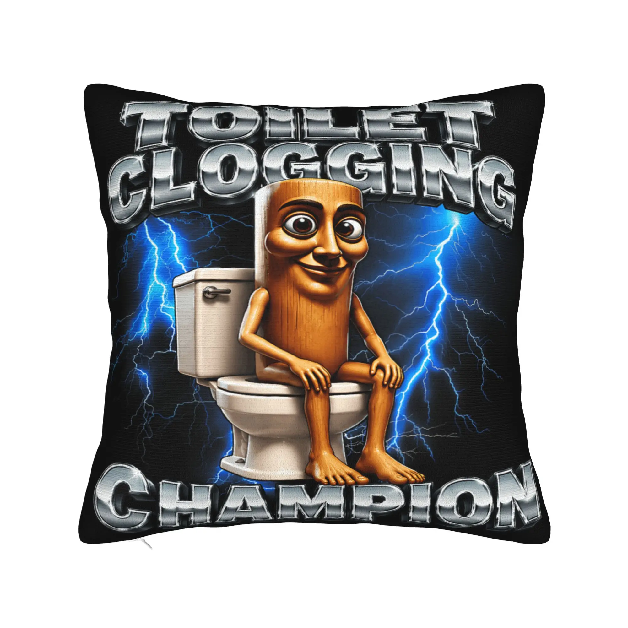 Toilet Clogging Champion Tung Tung Tung Sahur Pillow Cover  Comfy Cushion Cover Novelty Pillow Case For Couch Sofa Bedroom