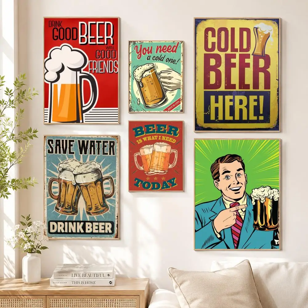 Drinking Beer Lifestyle Concept Poster Wall Art Print Poster Decorative Mural Home Decor Gift Unframed
