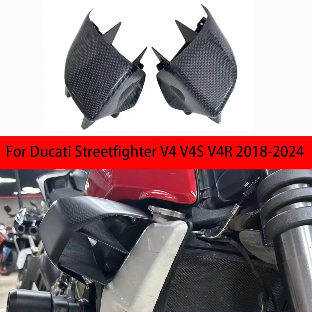 

Motorcycle Carbon Fiber Frame Side Deflector Spoilers Aerodynamic Winglet Fixed Wing For Ducati Streetfighter V2 V4 V4S 18-24