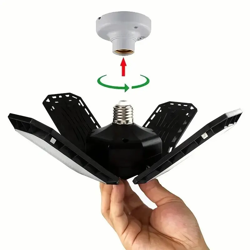 Super Bright LED Garage Light Bulbs – 40W/60W/80W, 10000LM Adjustable Panel Shop Lighting | E27 Screw Socket, Energy-Efficient