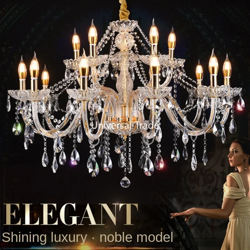 

Gold Crystal Chandelier Modern Gold Large 10/12/15 Head Crystal Pendant Lamp Luxury Decorative Living Room Home Led Lights