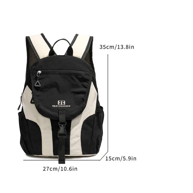 حقيبة ظهر ذات ألوان متعددة من النايلون المقاوم للماء مع جيوب جانبية شبكية بإبزيم قابل للتنفس وأشرطة قابلة للتعديل للسفر أثناء التنقل اليومي #4