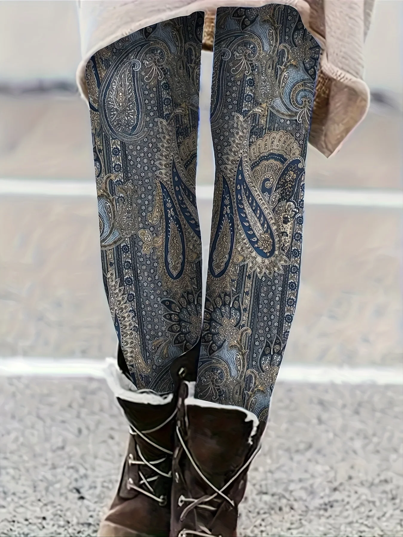 Women Paisley Print Harem Pants Loose Elastic Waist Casual Trousers Bohemian Style Daily Home Yoga