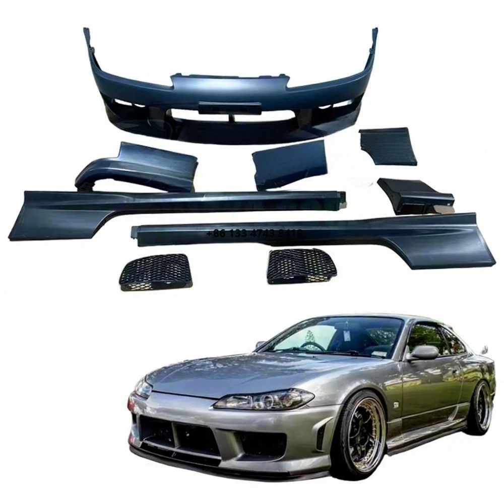 

S15 Body Kit Parts Complete S15 Front Bumper Side Skirt with Fog Light Hole Modified Body Kit Parts