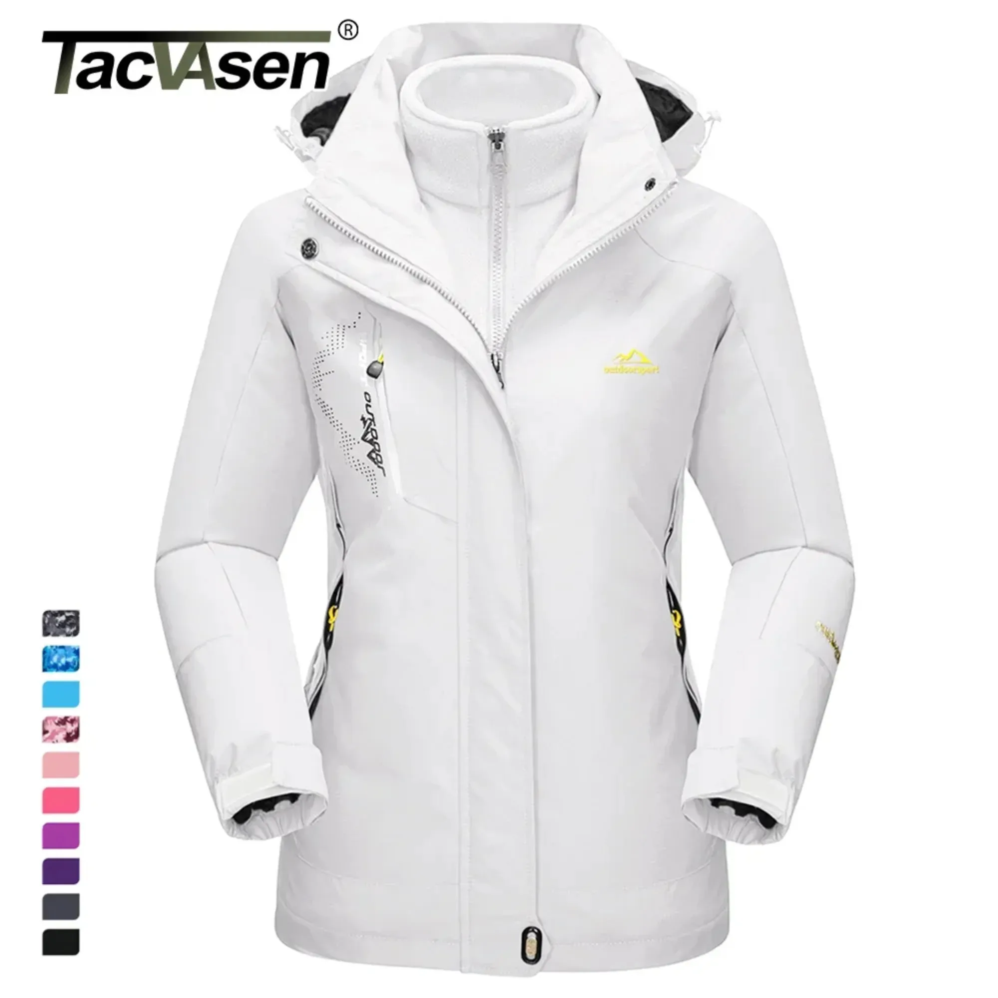 

TACVASEN 3 in 1 Winter Fleece Jacket Womens Waterproof Ski Snowboard Jackets Work Rain Coat Outdoor Windbreaker Female Parka