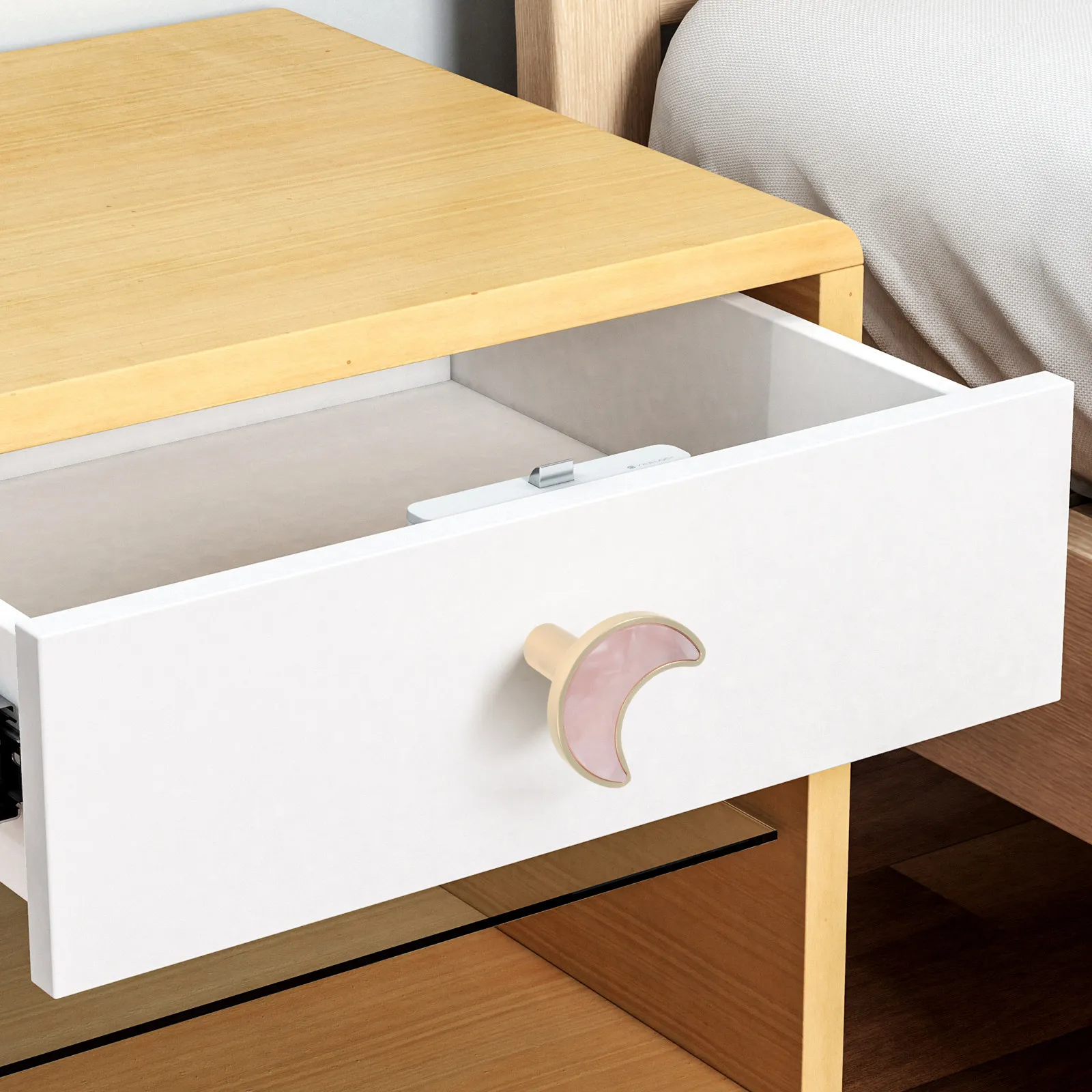 1Pair Moon Shaped Zinc Alloy Cabinet Drawer Handles Modern Minimalist Single Hole Pulls for Kitchen Wardrobe Bedroom Furniture