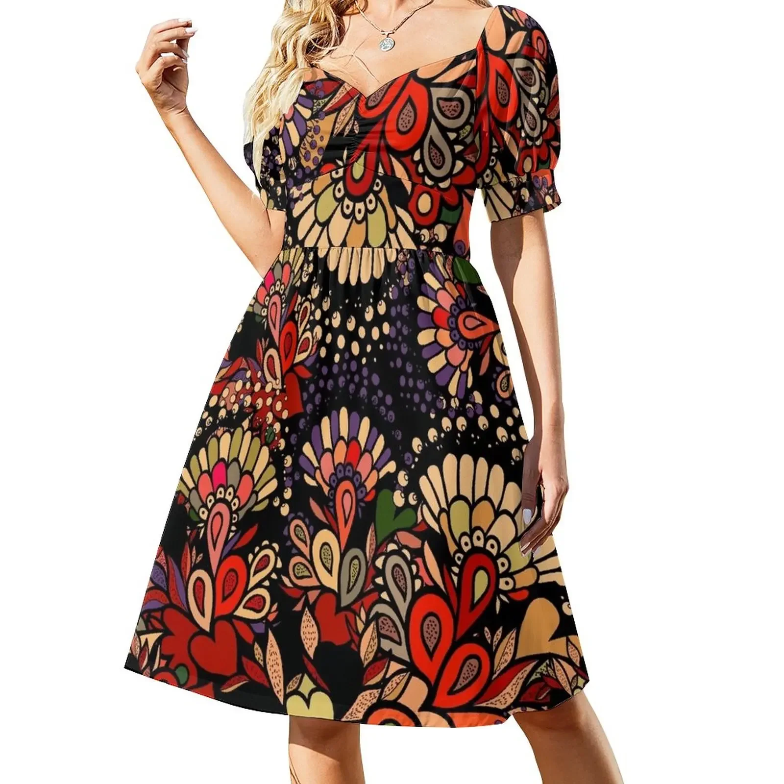 

Flower fantasy. Short-Sleeved Dress beach dress Beachwear Dress woman