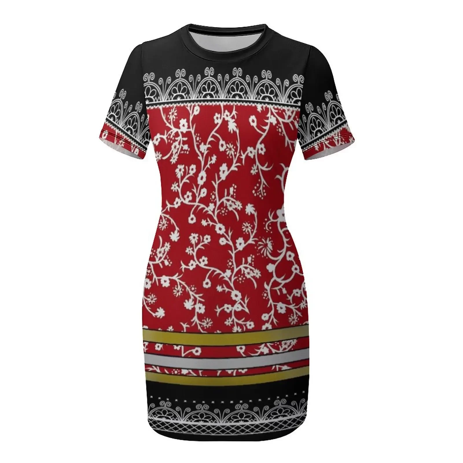 Abito da sera a maniche corte Red Skydomes, abito da sera per donna, abito da ballo per donna