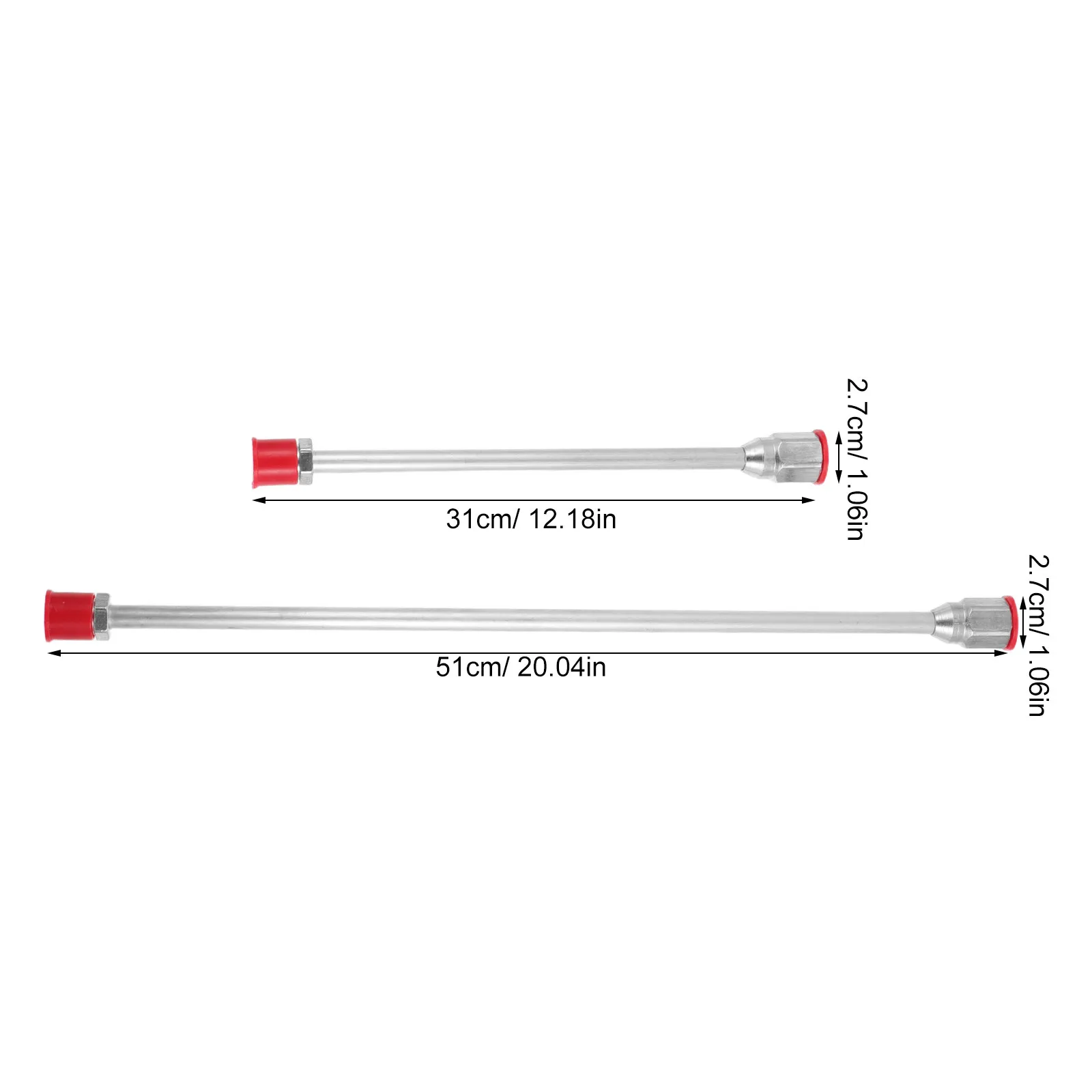 2Pcs Airless Paint Sprayer Tip Extension Pole 30Cm 50Cm Universal Fit Spray Wand Rod Extension Long Reach Airless