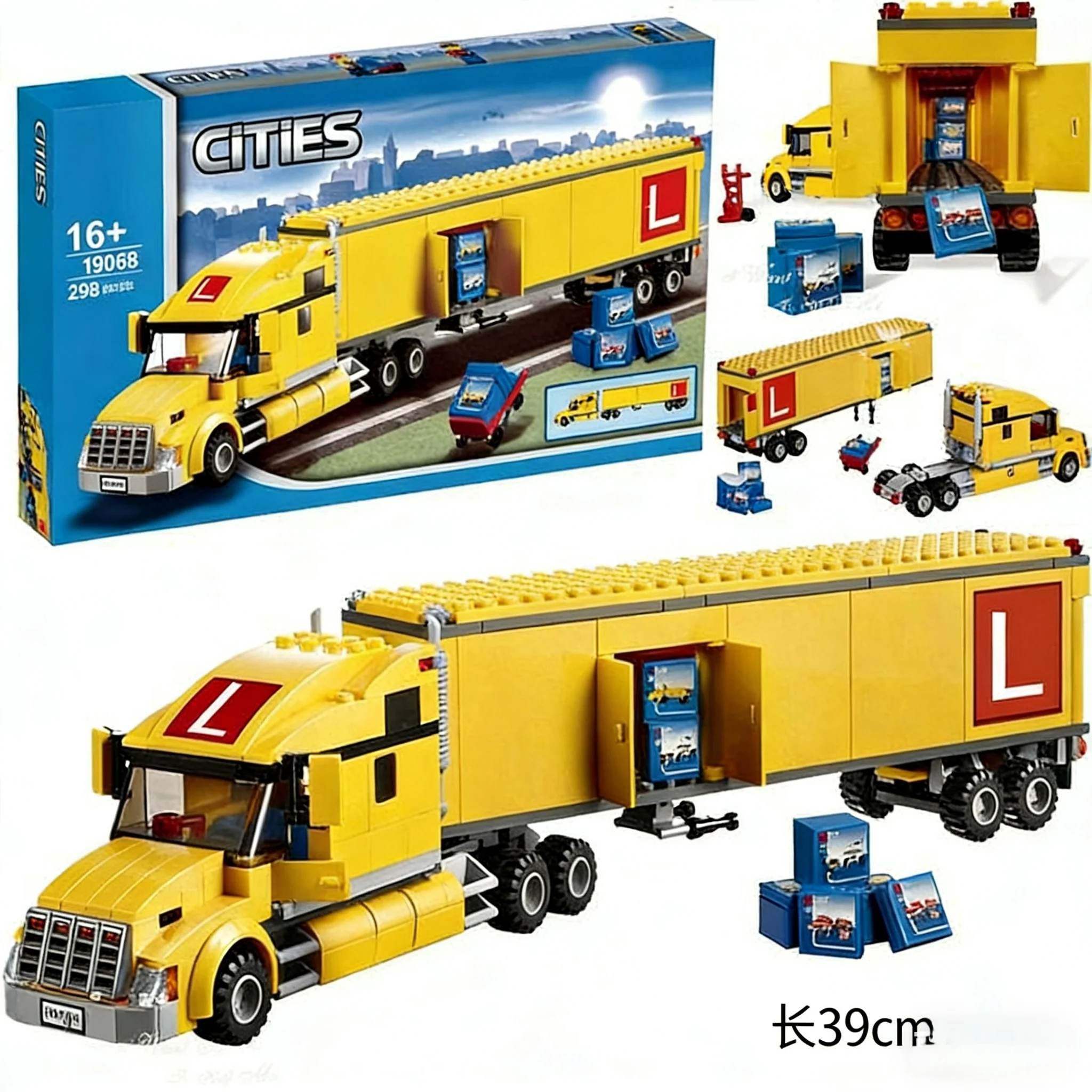 

Грузовик-транспортер City Technical Yellow 2026+ для доставки ‌ Строительные блоки, зеленая и синяя модель автобусной остановки, игрушка для детей, праздничные подарки