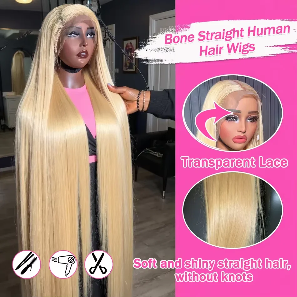 

Blonde Wigs Human Hair Bone Straight 613 HD 13x6 Honey Blonde Lace Front Wig Brazilian Colored Remy Lace Frontal Wig For Women