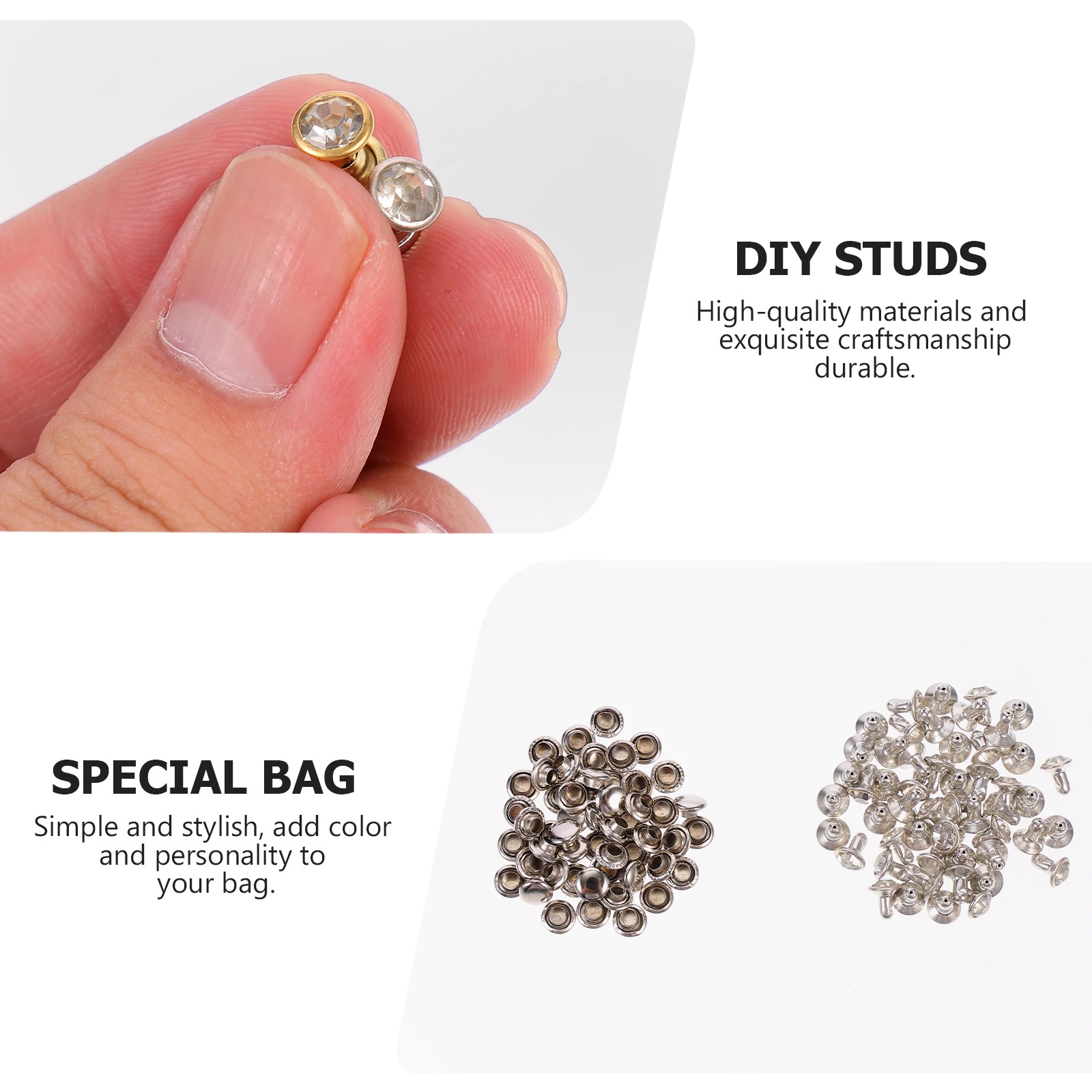 

100pcs Colorful Crystal Bag Studs Glass Rhinestone Buttons Rivet Pins for Backpack Handbag DIY Accessories Craft
