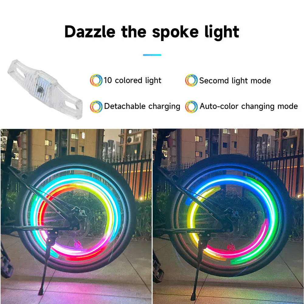 Bicycle Wheel Light 20 Mode Battery Powered Rechargeable Waterproof Bike Wheel Spoke Light Easy Installation Ideal for Road Bike