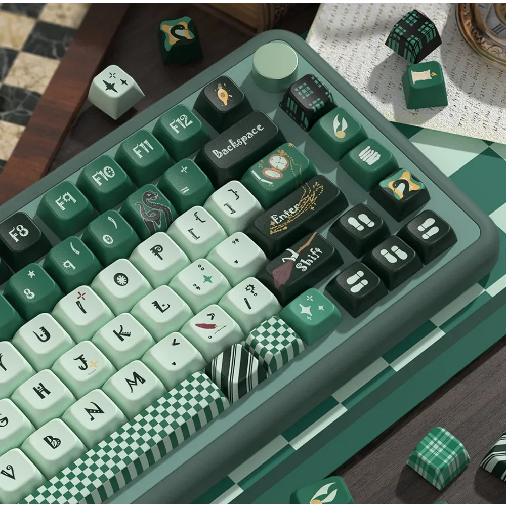 Slater Green PBT Keycaps MDA Height Personalized Thermal Sublimation Suitable for 60/64/84/98/108 Mechanical Keyboards MX Switch