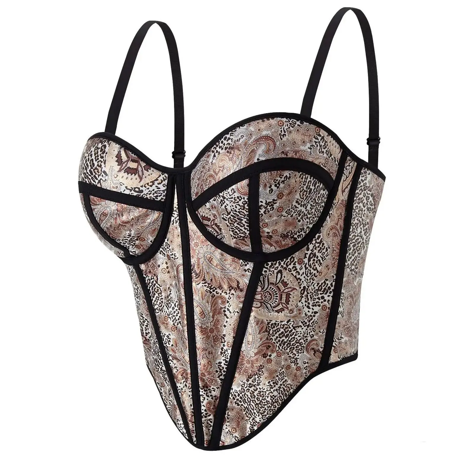 

Стильный женский корсет с животным принтом, популярный нерегулярный вечерний топ на бретелях для ночного клуба, майки для девочек, укороченный топ, женский бюстгальтер, нижнее белье