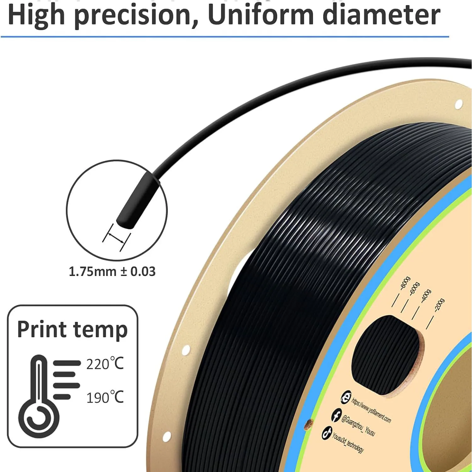 Flexible TPU Filament 1.75mm 95A for Fast 3D Printer Printing Dimensional Accuracy +/- 0.03mm 250g Spool