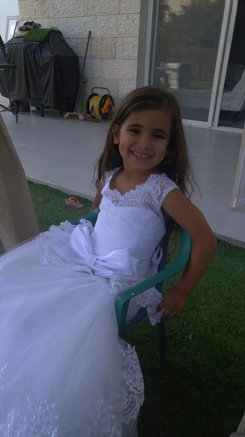 فساتين دانتيل لفتاة الزهور باللون الأبيض للفتيات الصغيرات والأطفال لوصيفة العروس وحفلات الزفاف وحفلات المناولة الأولى #5