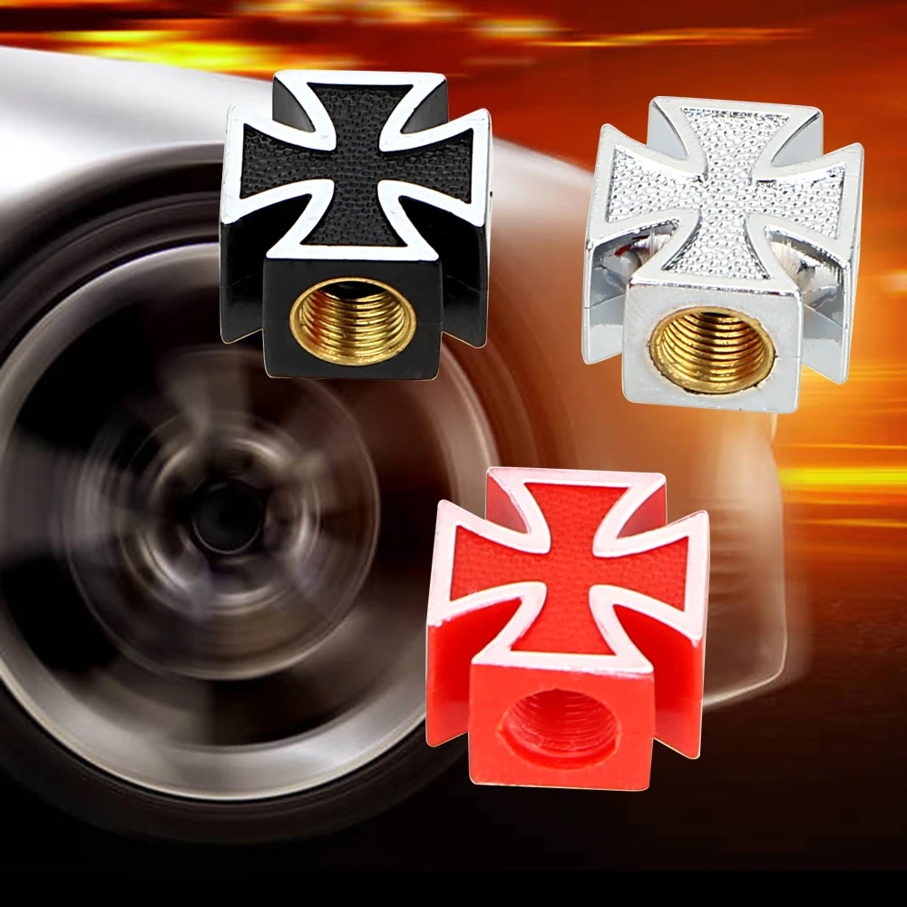 4pcs/lot Car Wheel Tyre Stem Air Caps Cross Style Car Tire Air Valve Cap Covers for Bicycle Motorcycle Car Styling Universal