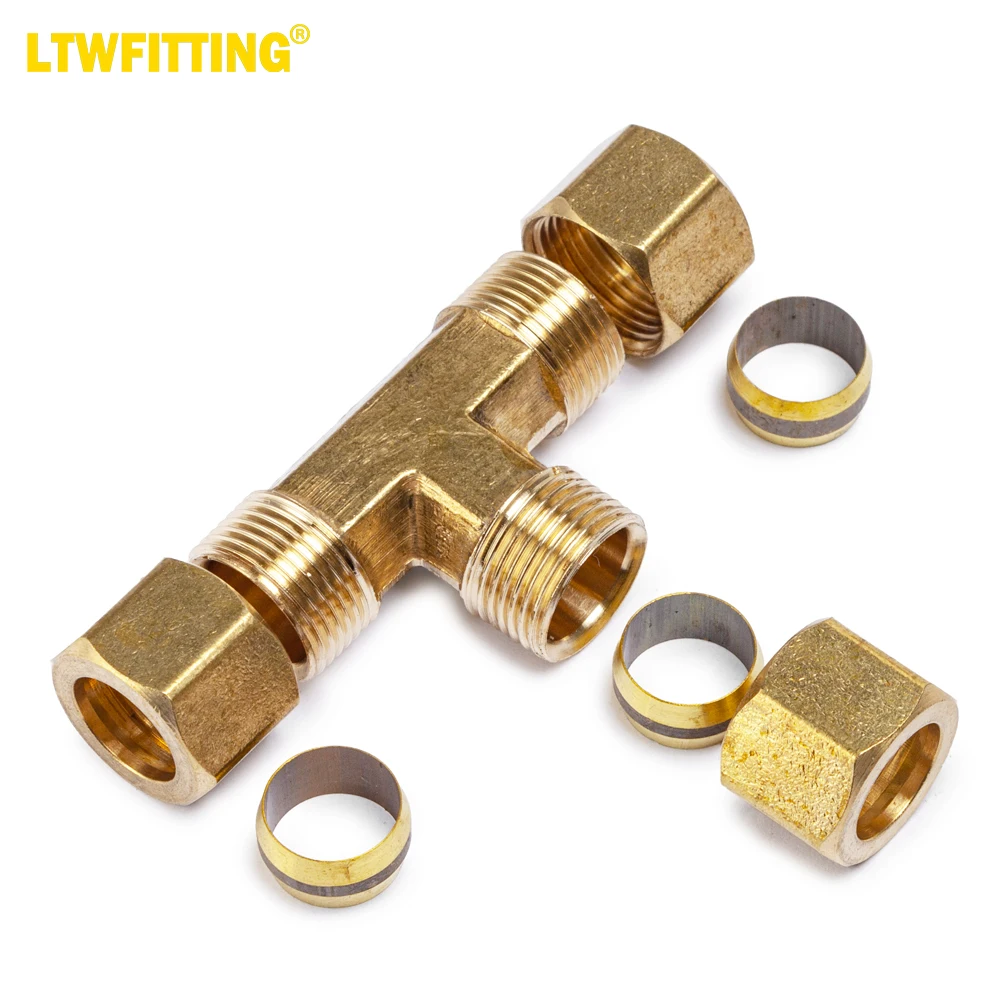 LTWFITTING 1/2-Inch OD Compression Tee,Brass Compression Fitting(Pack of 5)