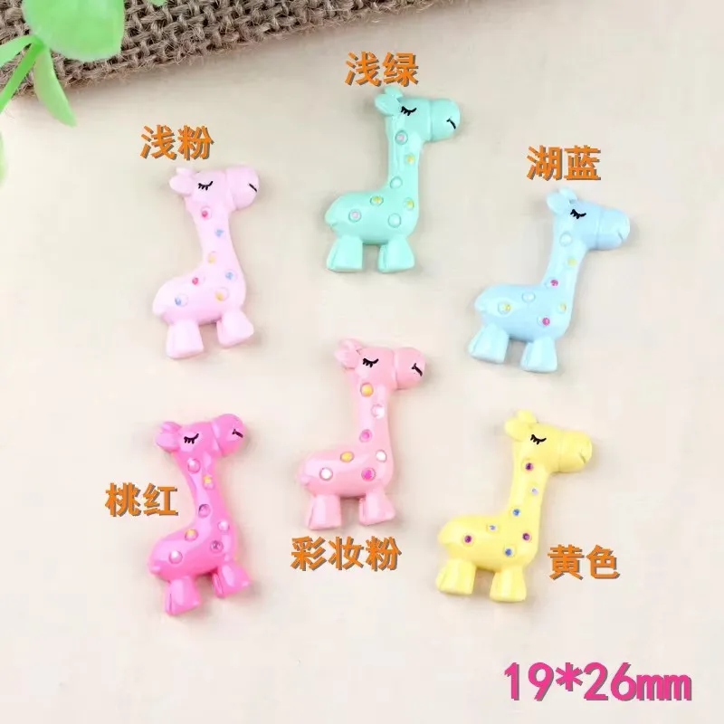 10pcs 19*26mm Diy Resin Giraffe Charms Children's Hand And Foot Printing Materials Butter Cream Mobile Phone Beauty Accessories