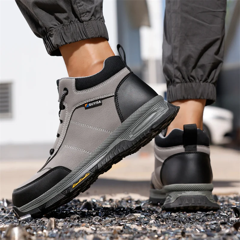 Fashion Men's Protective Boots Steel Toe Cap Indestructible Safety Work Shoes Sneakers Anti Smashing Construction Male Footwear