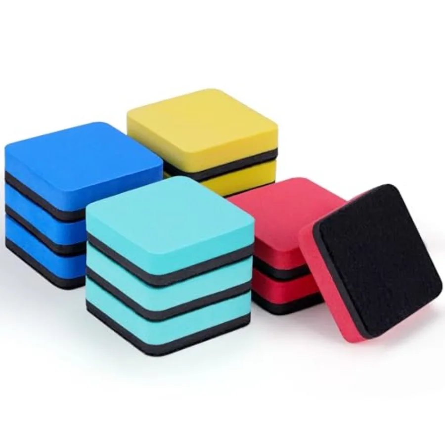 12 Pack Magnetic Whiteboard Dry Erase Erasers for Classroom, Office