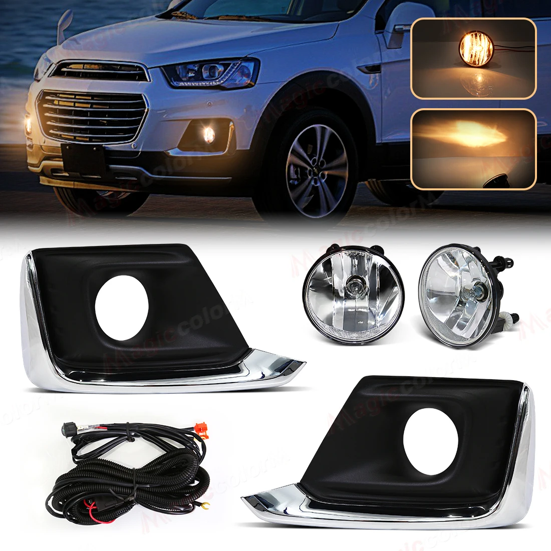 

Car Front Bumper Light For Chevrolet Chevy Captiva 2016 2017 Fog Lamp Halogen Headlight with Wires Switch Car Accessories 12V