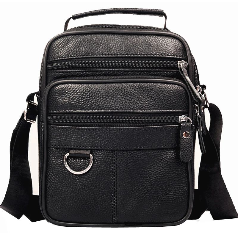 Saco do mensageiro do couro genuíno para homens, Sacos De Ombro Crossbody, Saco De Negócios Masculino