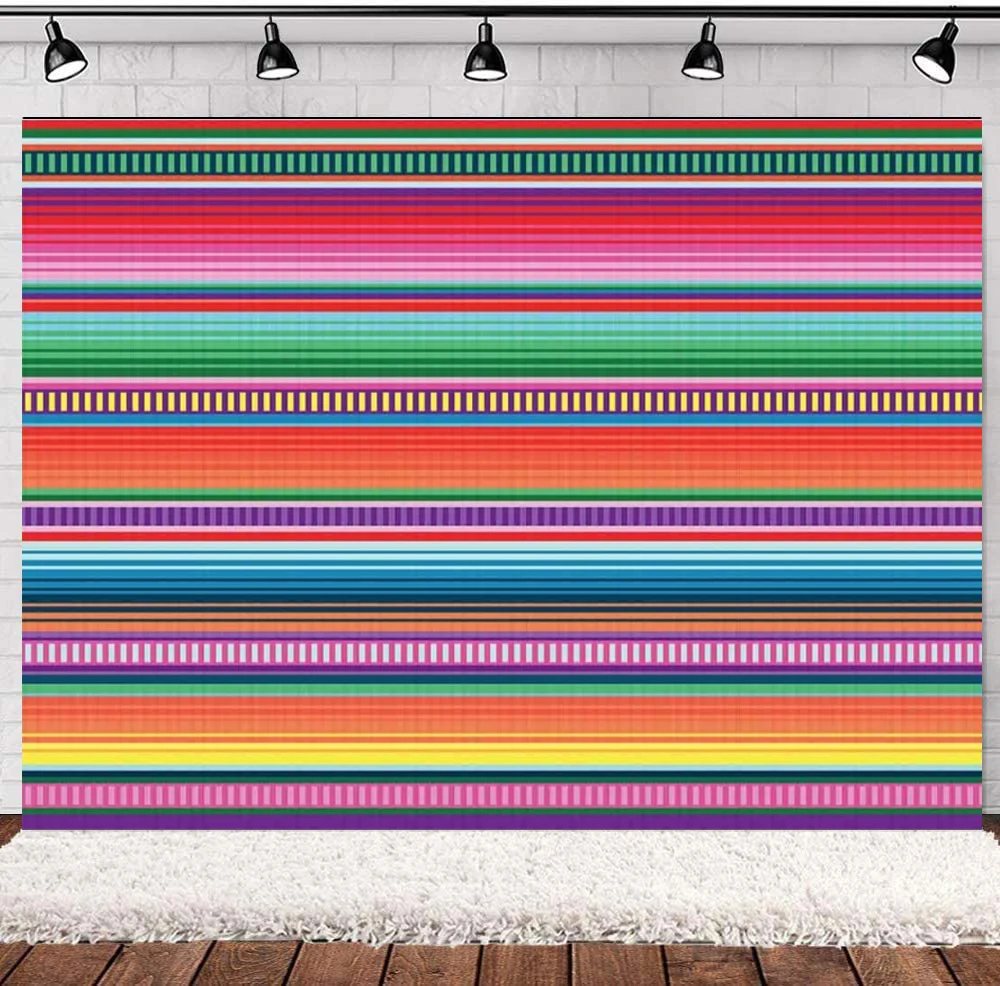 

Color Fiesta Theme Party Stripes Photography Backdrop Cinco De Mayo Mexican Festival Background Cactus Banner Decoration Event